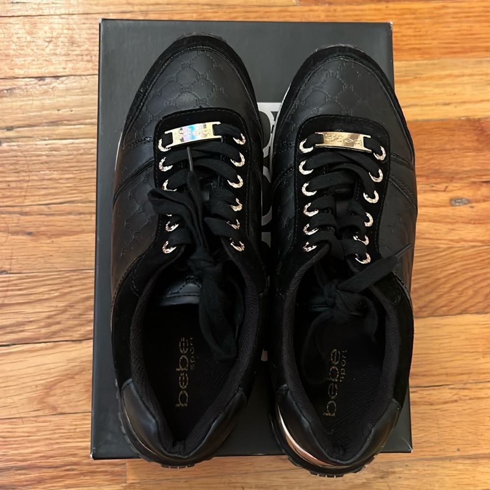 BEBE SPORT RACER SNEAKERS SZ 9.5 Black with original shoebox